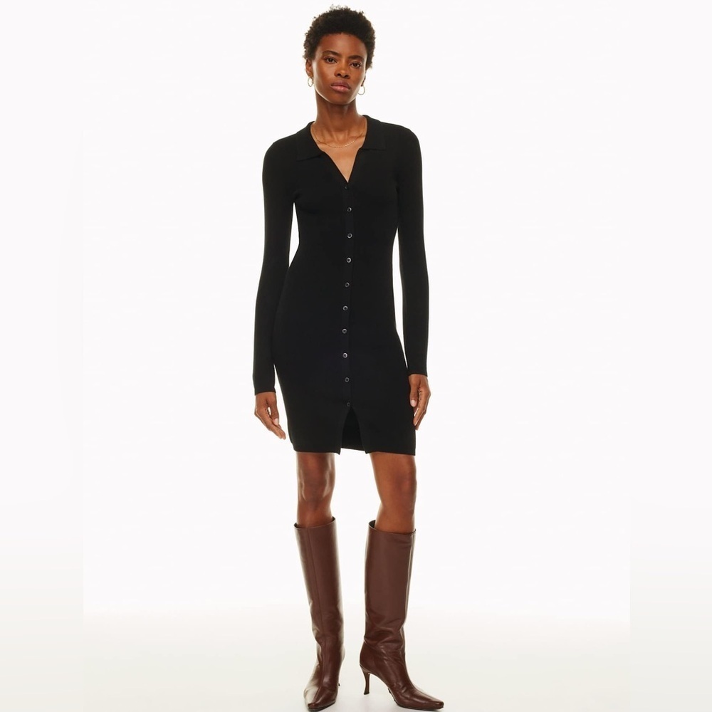 WILFRED ARITZIA Cove Black Sweater Button Down Dress - Picture 5 of 12